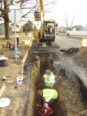 Replacing the water main in Seaford.