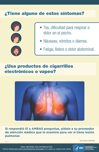 CDC Lung Injury poster in Spanish