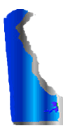 Three dimensional picture of the map of the State of Delaware.