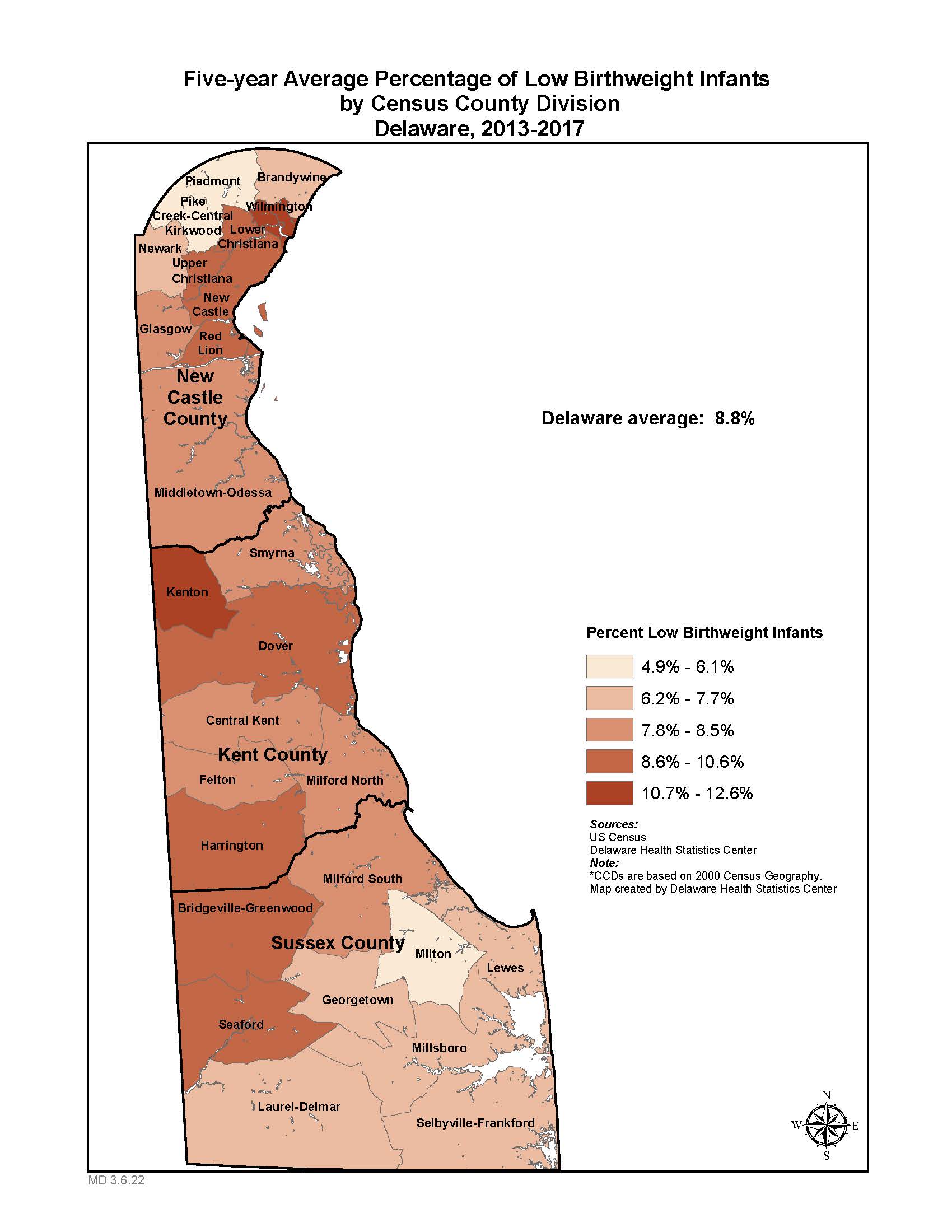 Map: Low birthweight births 13-17