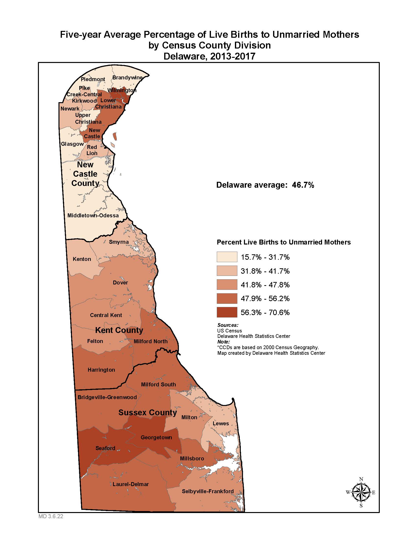 Map: Births to Unmarried Mothers 13-17